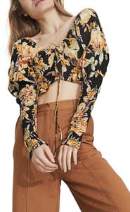 Bardot Floral Tie Crop Top