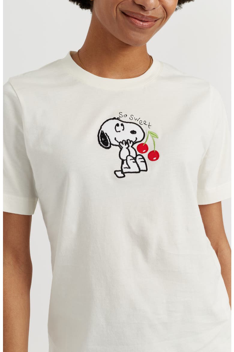 Cotton Snoopy Cherry T-Shirt, Alternate, color, Cream