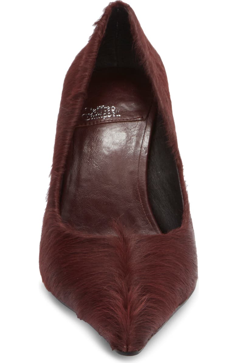 Jeffrey Campbell Genuine Calf Hair Pointed Toe Pump, Alternate, color, Wine Longhair