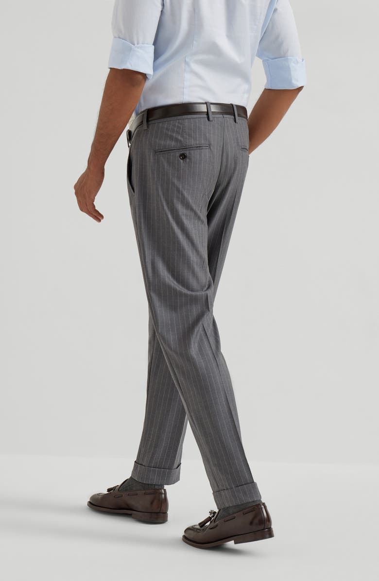 Brunello Cucinelli Chalk stripe trousers, Alternate, color, Grey
