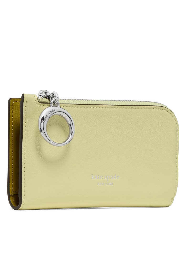 small halo fine grain leather zip wallet, Alternate, color, PALE CITRON