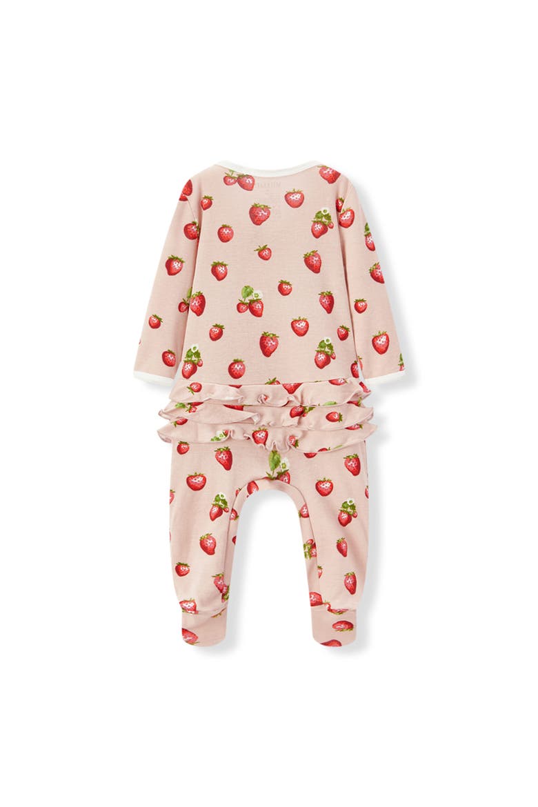 Organic Cotton Ruffle Footed Romper, Alternate, color, Strawberry