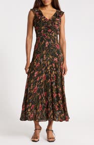 PAIGE Sharleen Floral Cap Sleeve Silk Maxi Dress