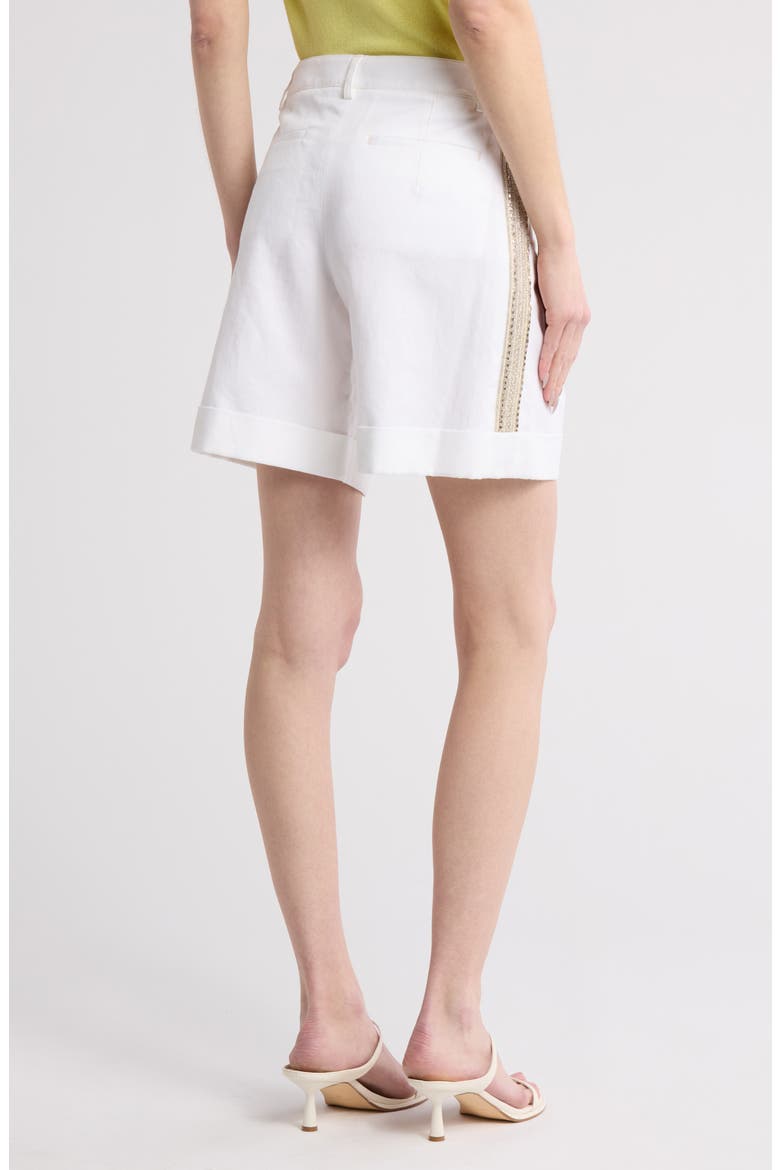 Embellished High Waist Shorts, Alternate, color, WHITE