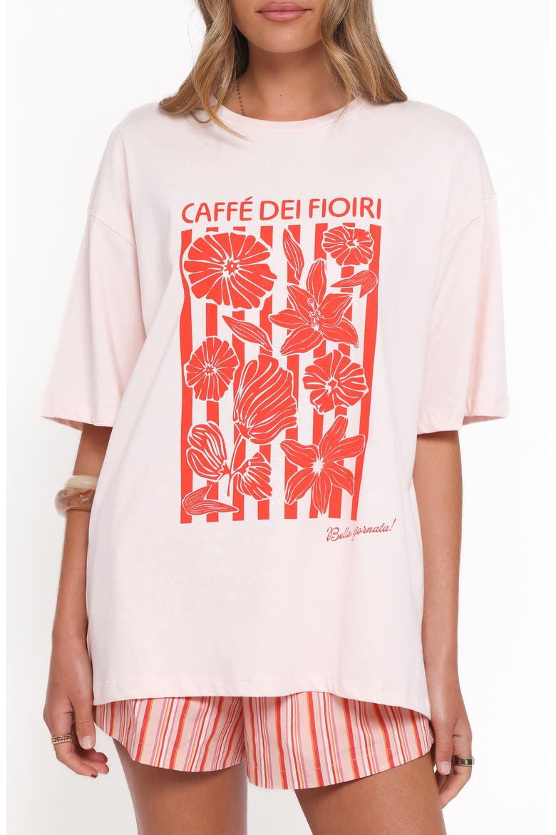 Caffe Dei Fiori Oversize Cotton Graphic T-Shirt, Main, color, PINK