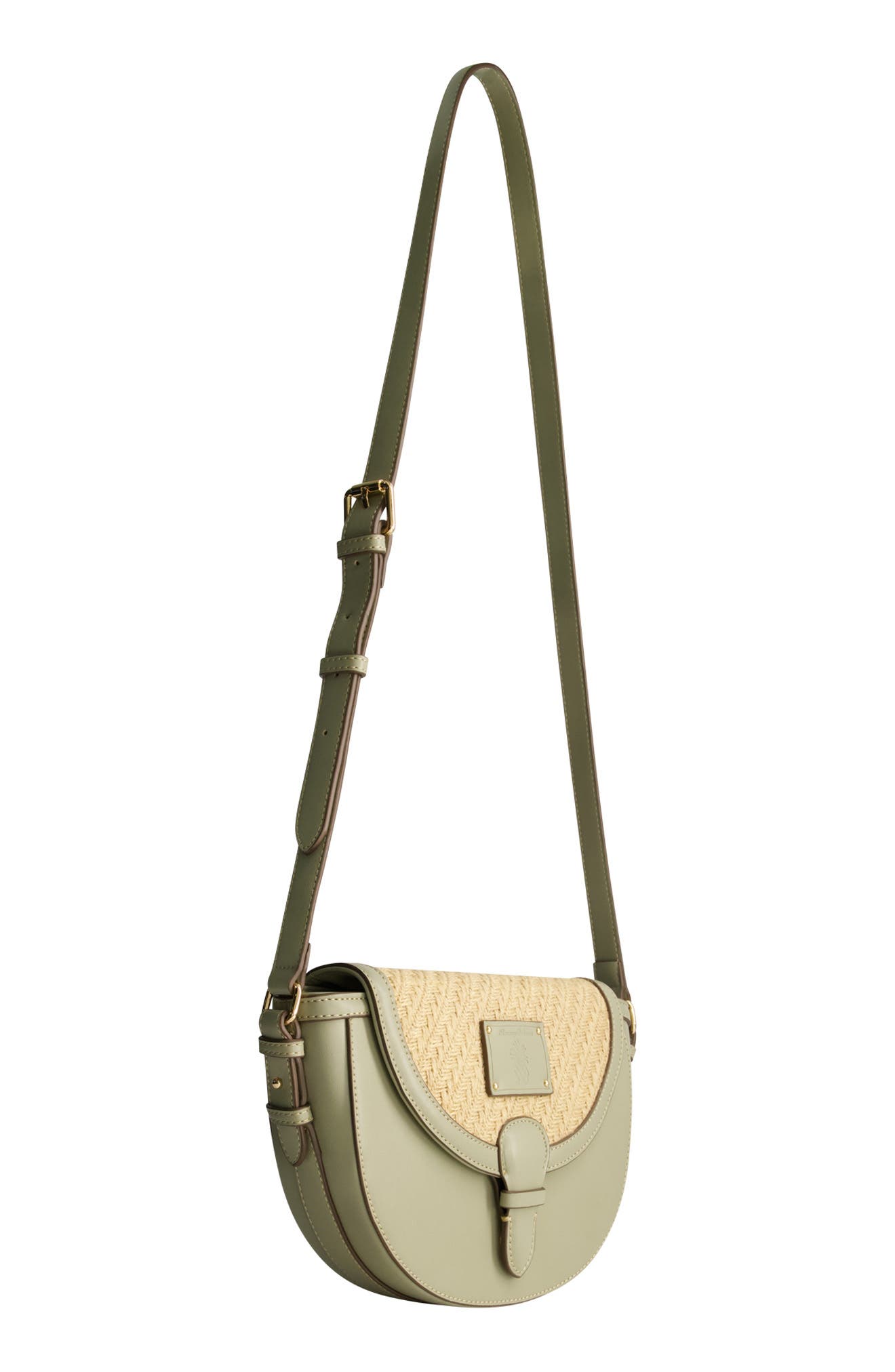 Tommy Bahama Logo Debossed Raffia Crossbody Bag, Alternate, color, Sage