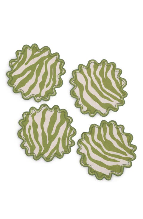 Regine Set of 4 Linen Zebra Stripe Linen Cocktail Napkins