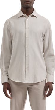 Bugatchi Axel Shaped Fit Striped Cotton Shirt