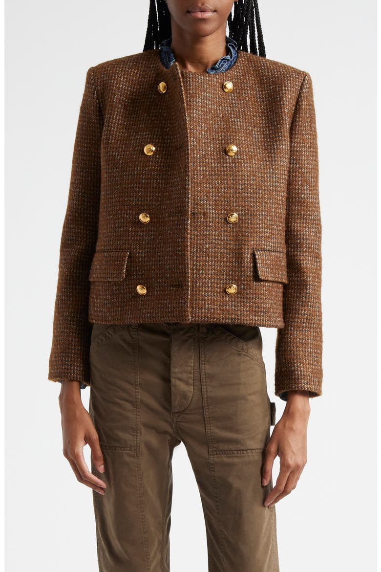 Nili Lotan Melanie Double Breasted Wool Blend Crop Jacket (Women