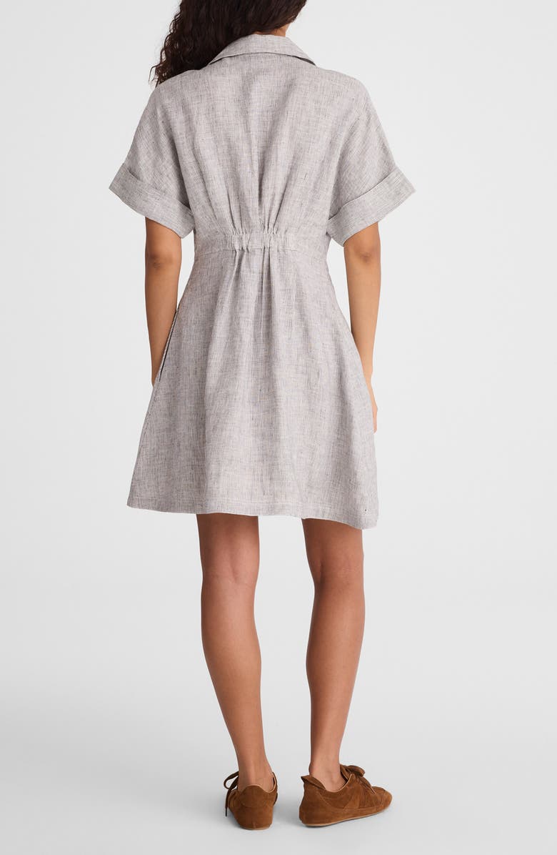 Madewell Pleated Linen Mini Shirtdress, Alternate, color, Black White Mini Stripe