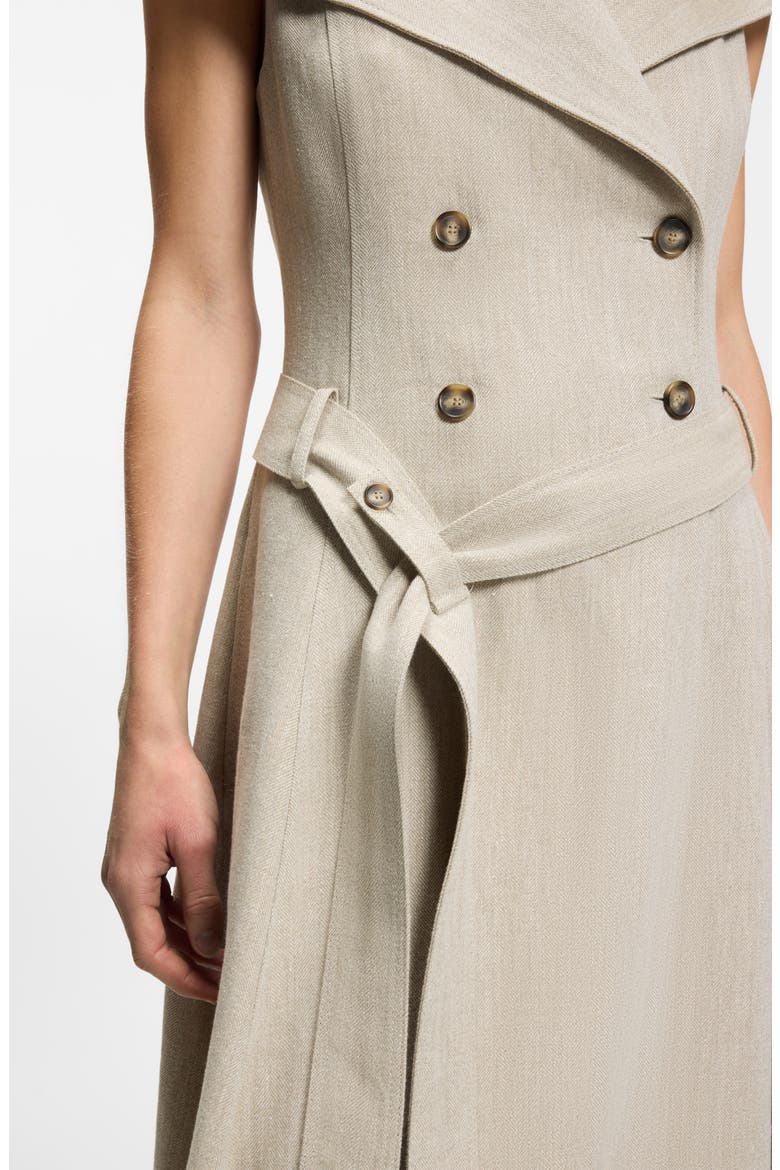 Datrena Trench Midi Dress, Alternate, color, HERRINGBONE LINEN