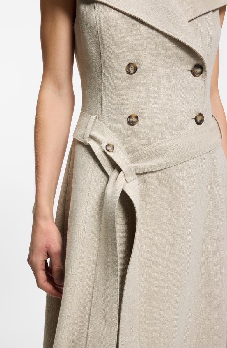 BOSS Datrena Trench Midi Dress, Alternate, color, Herringbone Linen