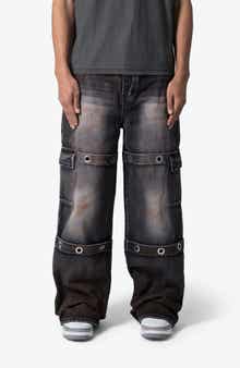 Void Grommet Embellished Baggy Jeans