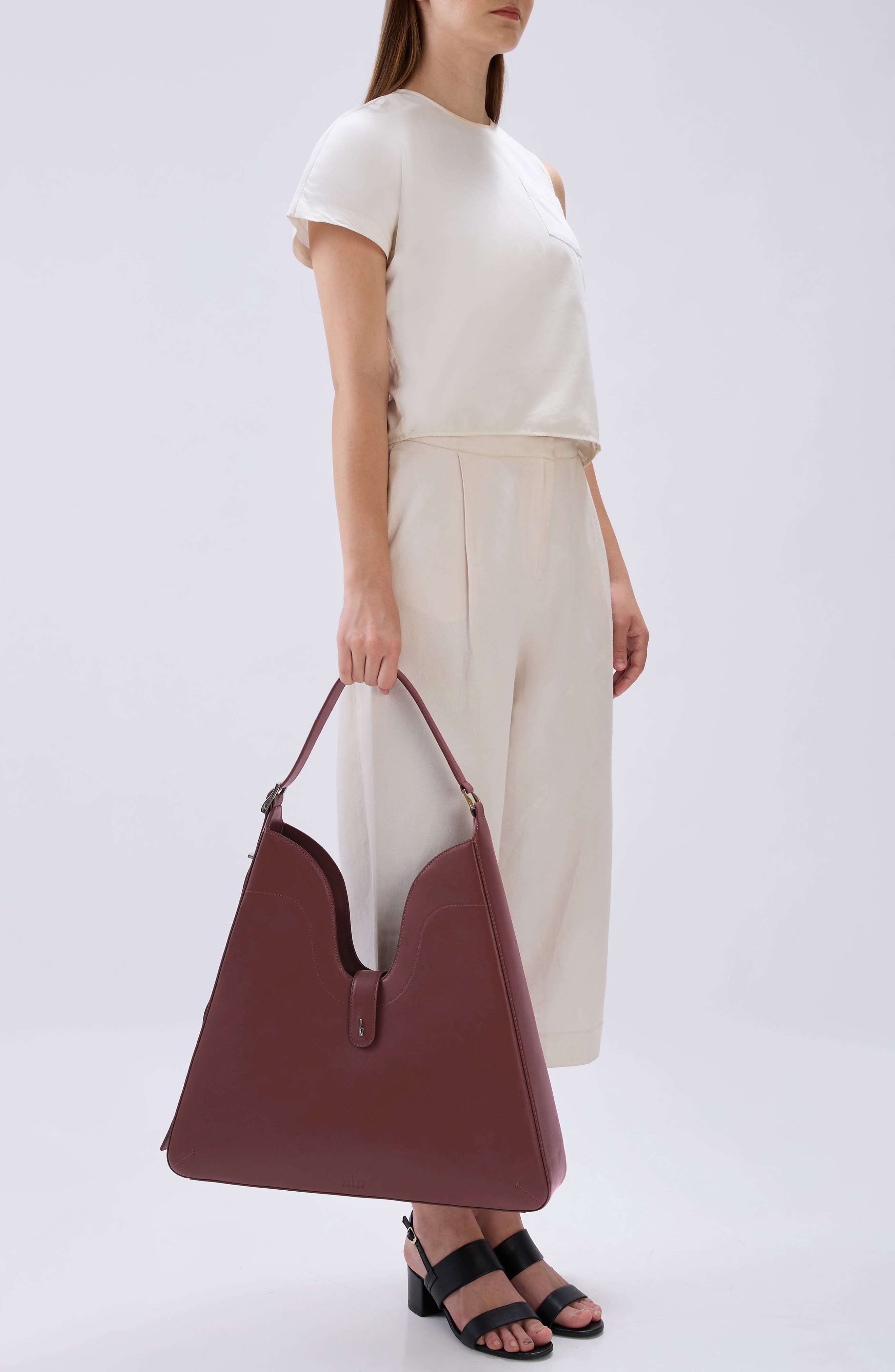 Melina Nappa Leather Shoulder Bag, Alternate, color, BRICK