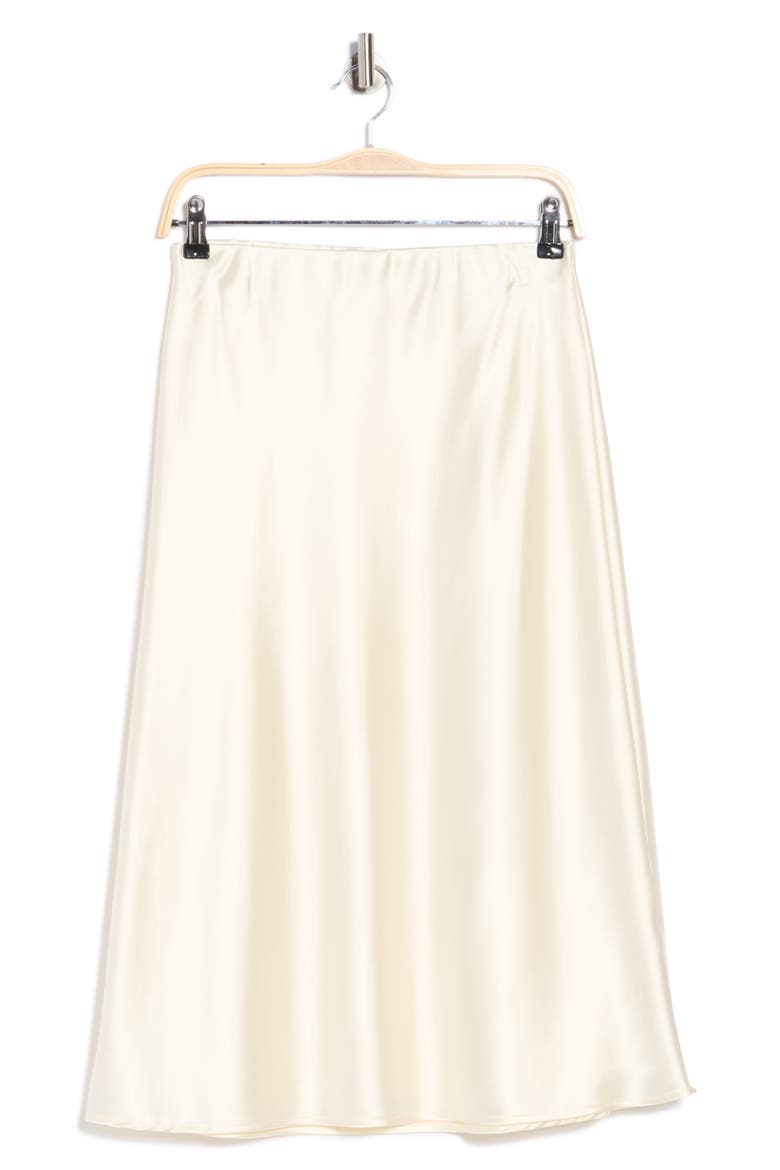 Solid Satin Midi Skirt, Alternate, color, LIGHT BUTTER