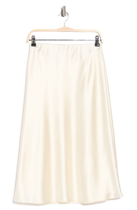 Solid Satin Midi Skirt