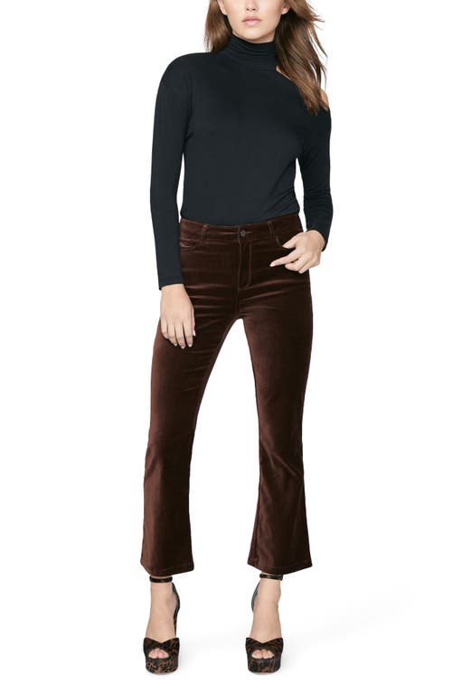 Paige Claudine Velvet Ankle Flare Pants In Brown