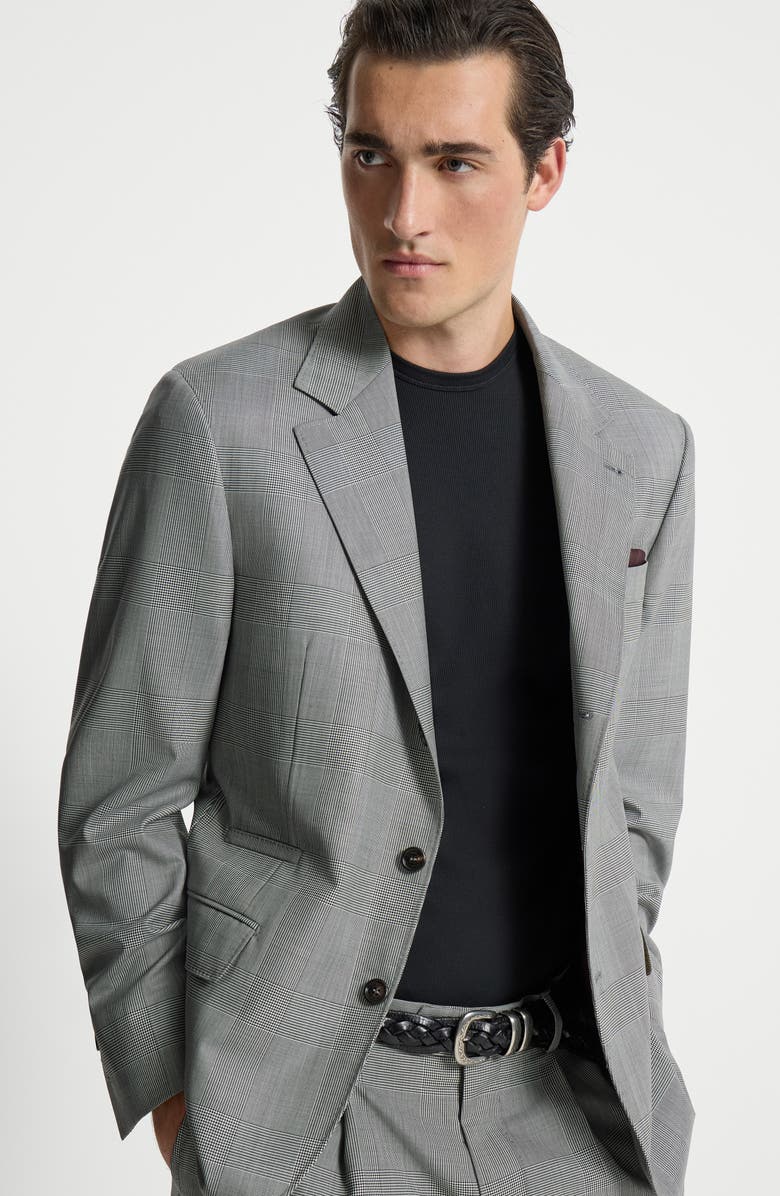 Brunello Cucinelli Prince of Wales blazer, Alternate, color, Grey