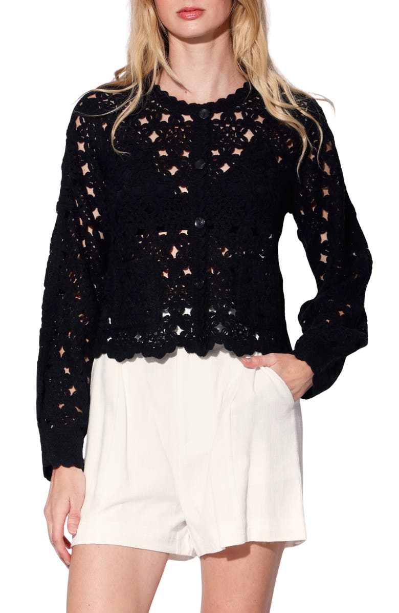 Walter Baker Brooke Lace Cardigan, Main, color, Black