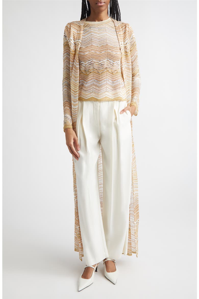 Metallic Zigzag Jacquard Duster, Main, color, LIGHT GOLD TONES