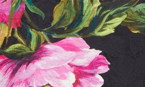 Dolce & Gabbana Black Floral Cotton Dress With Peonies In Hn5kr Peonie Fuxia F.nero