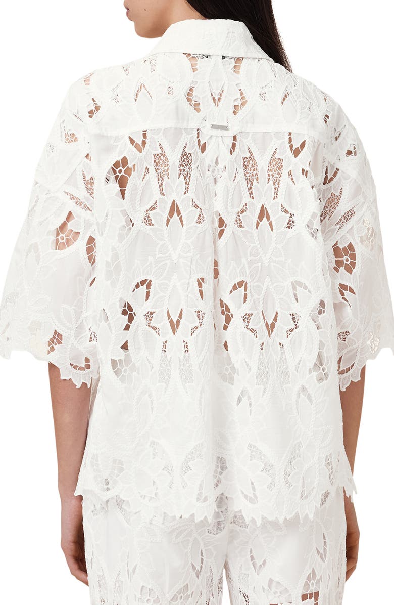 AllSaints Charli Embroidered Button-Up Shirt, Alternate, color, Snow White