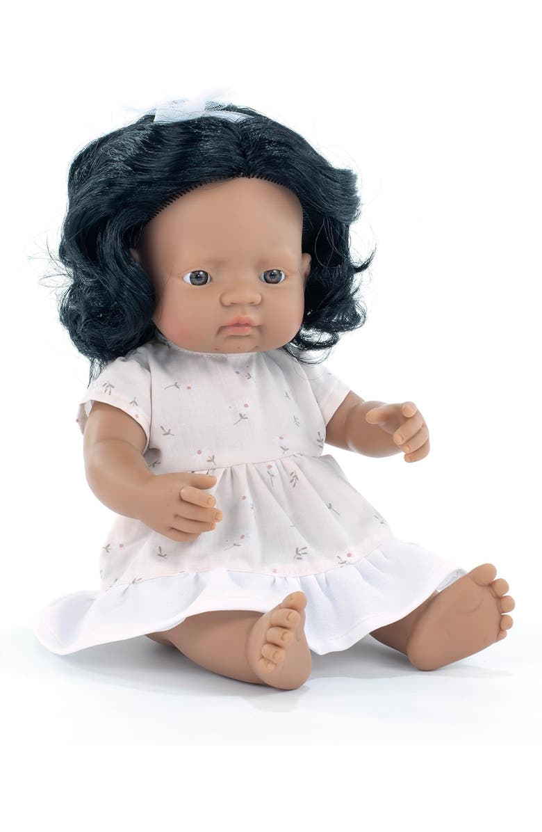 Miniland My Friends and Me Collection Hispanic Baby Girl Doll with Black Hair - 15", Main, color, Brown