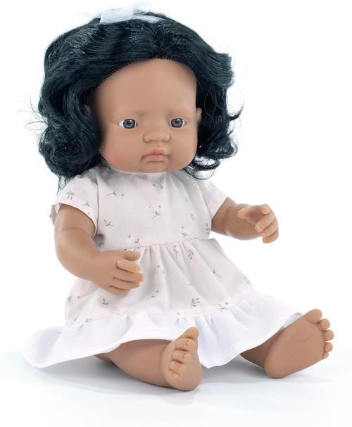 Miniland My Friends and Me Collection Hispanic Baby Girl Doll with Black Hair - 15" in Brown 