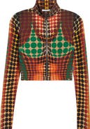 Jean Paul Gaultier Re-Edition Polka Dot Trompe l'Oeil Mesh Crop Top