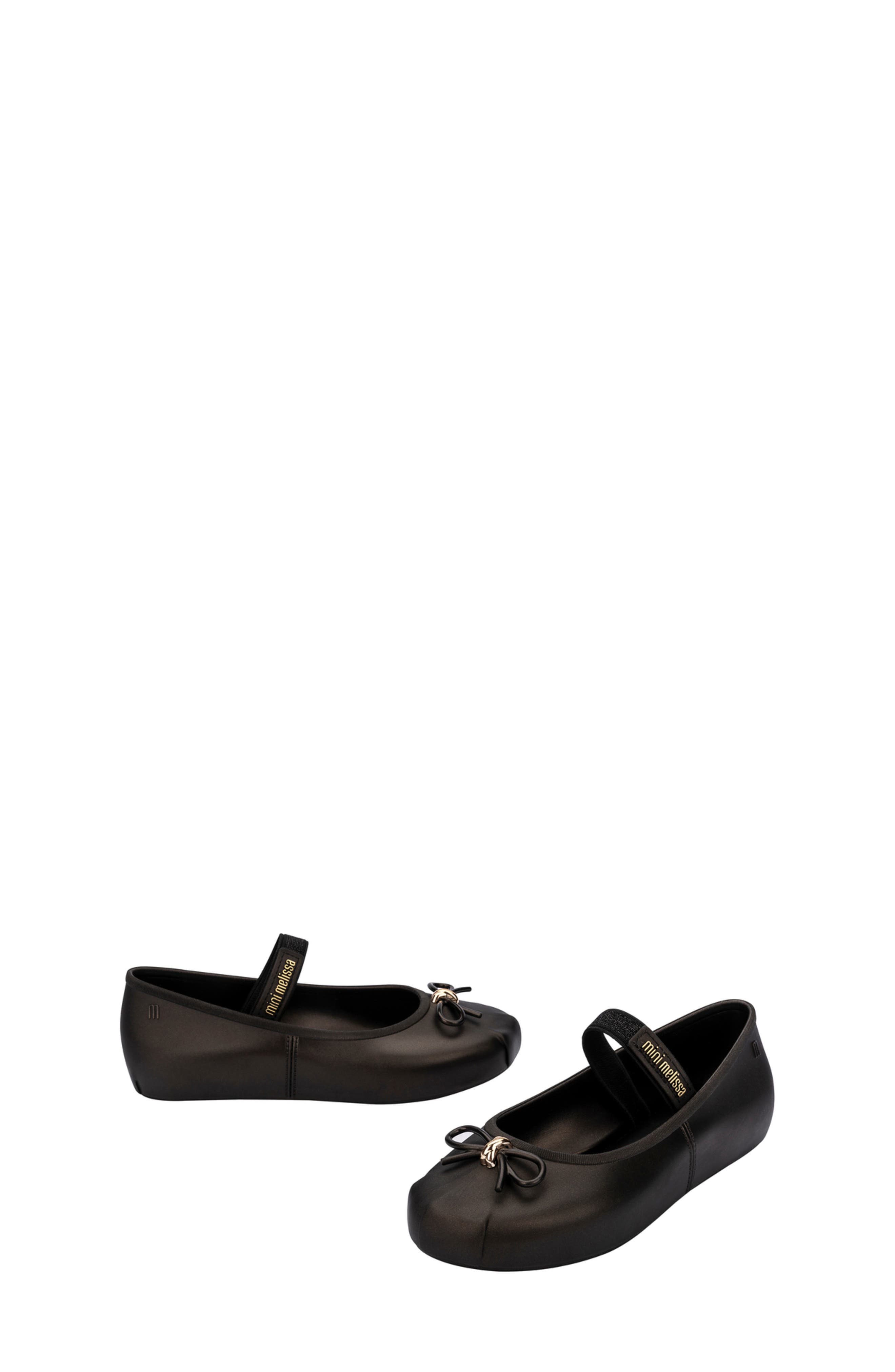 Mini Melissa Sophie Mary Jane Ballet Flat, Alternate, color, Metallic Black