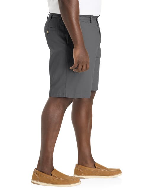 Harbor Bay By Dxl Big & Tall Waist-relaxer Cotton Shorts In Charcoal