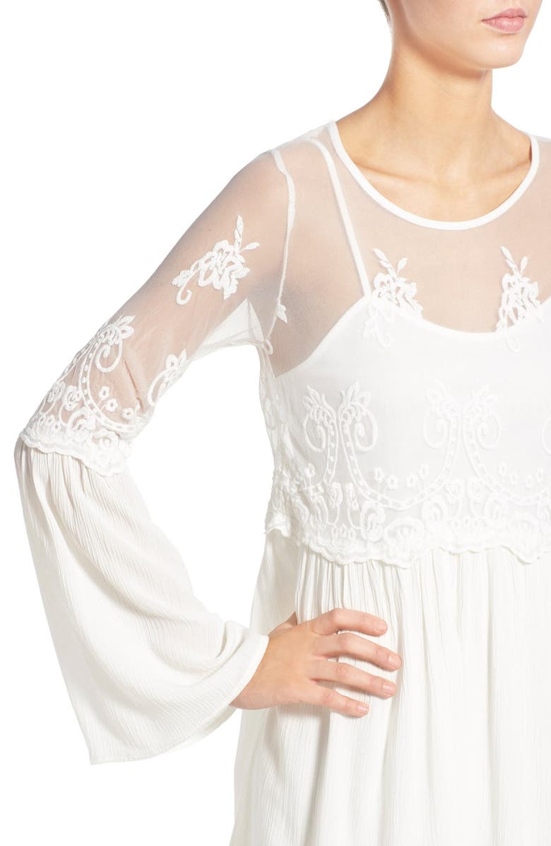 Trixxi Long Sleeve Illusion Lace Shift Dress, Alternate, color,
