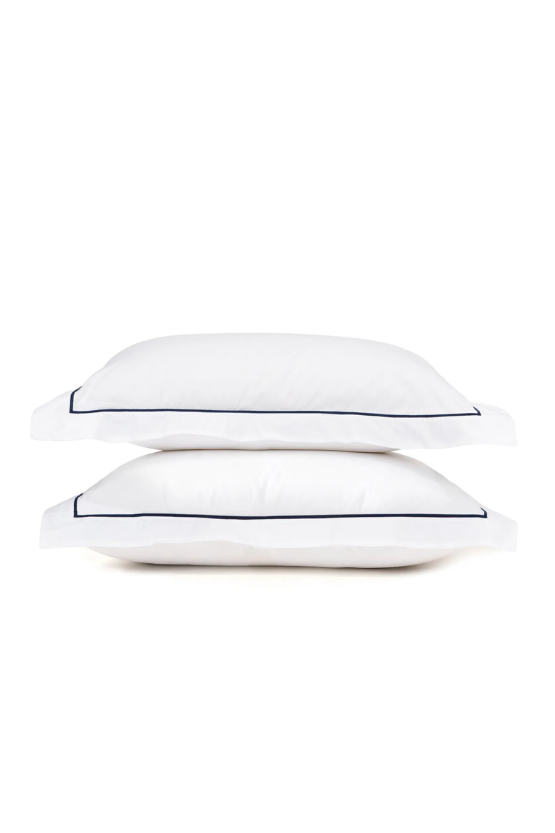 Heirloom Organic Percale Duvet Cover, Alternate, color, White/Navy - Queen