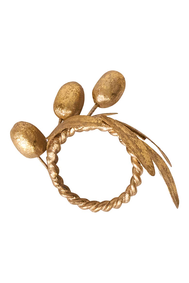 Forest Walk Leaf Set of 4 Napkin Rings, Alternate, color, GOLD