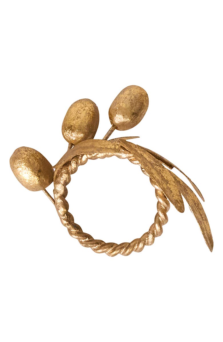 Juliska Forest Walk Leaf Set of 4 Napkin Rings, Alternate, color, Gold