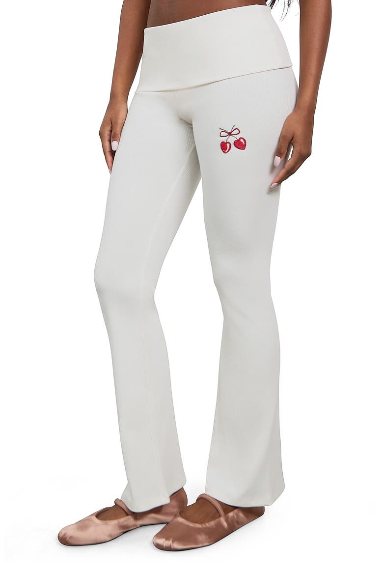 Cherry High Waist Foldover Rib Pants, Alternate, color, JET STREAM