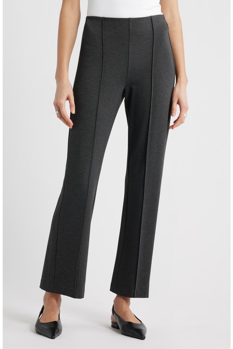 Pull-On Ponte Trousers, Main, color, GREY HEATHER