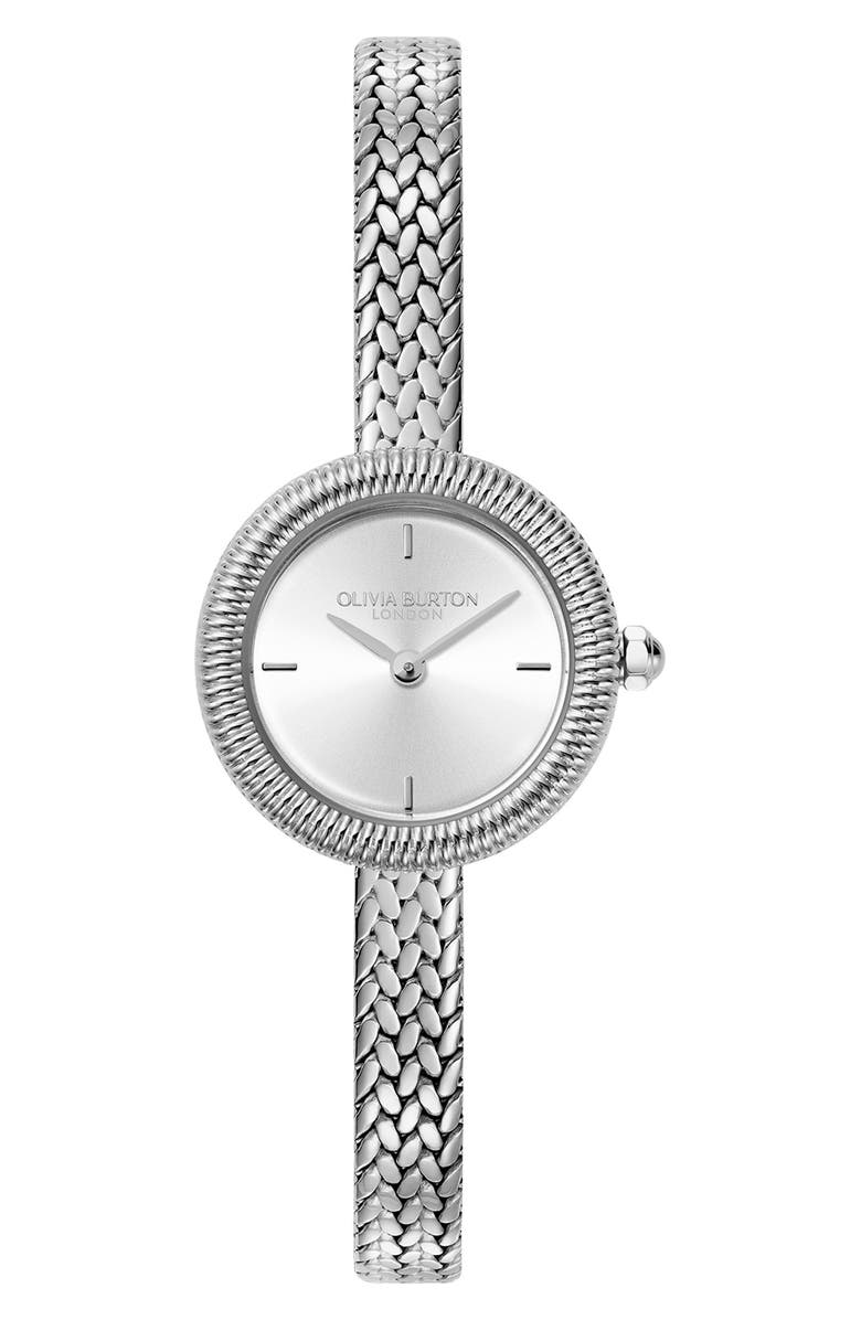 Olivia Burton Finery Mesh Strap Watch, 20mm, Main, color, Silver