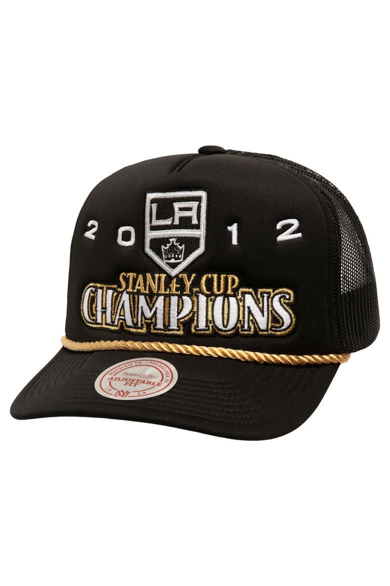 Men's Mitchell & Ness Black Los Angeles Kings SOUL Collection Golden Stanley Cup Champions Trucker Adjustable Hat, Main, color, Black