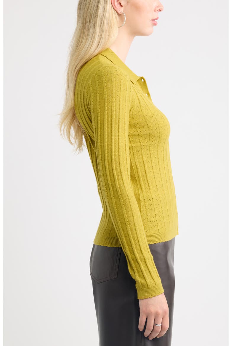 Ribbed Pointelle Cardigan, Alternate, color, OLIVE PEA