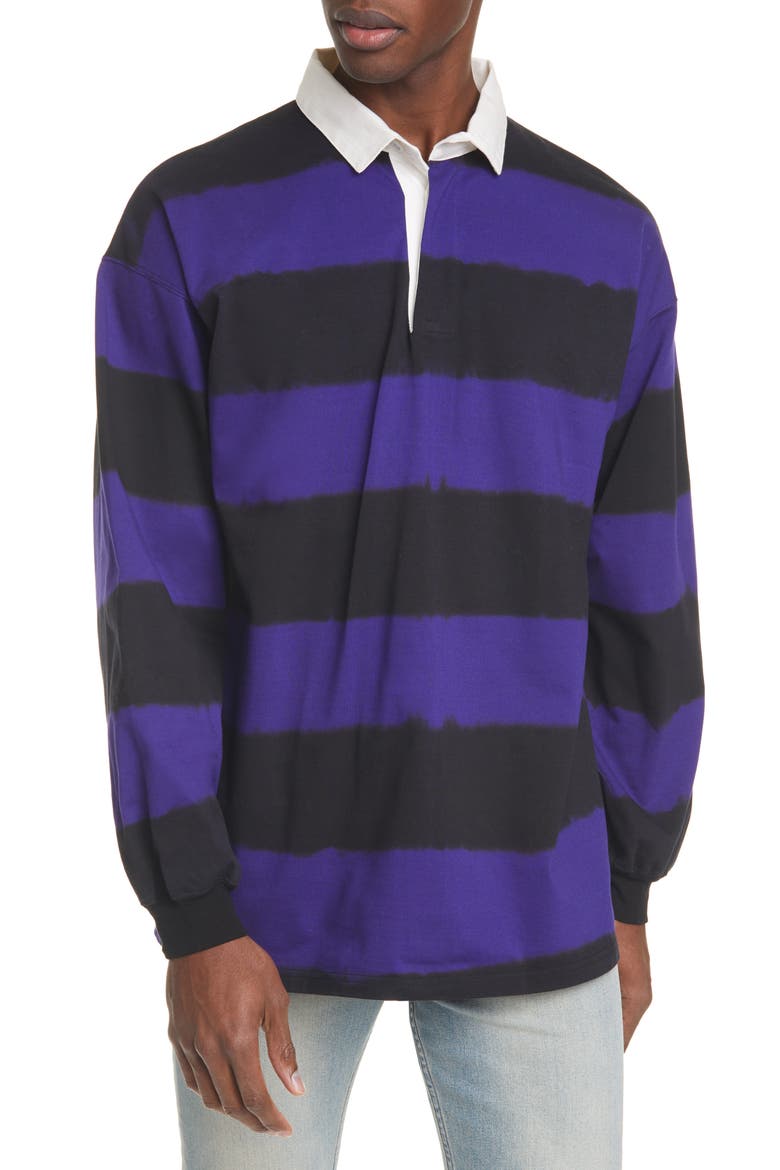 Stripe Rugby Polo Shirt, Main, color, PURPLE BLACK