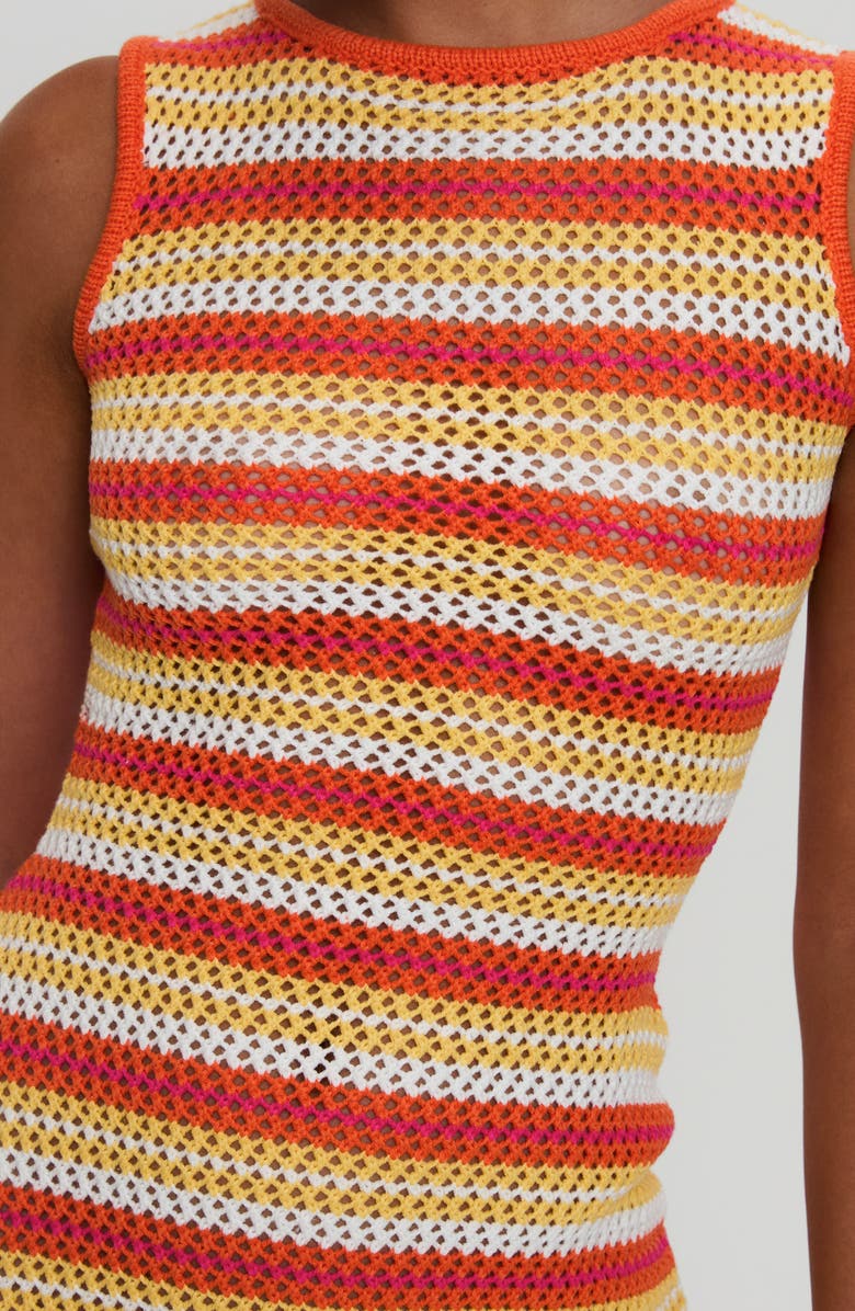 Princess Polly Oxygen Stripe Open Stitch Cutout Minidress, Alternate, color, Orange Stripe