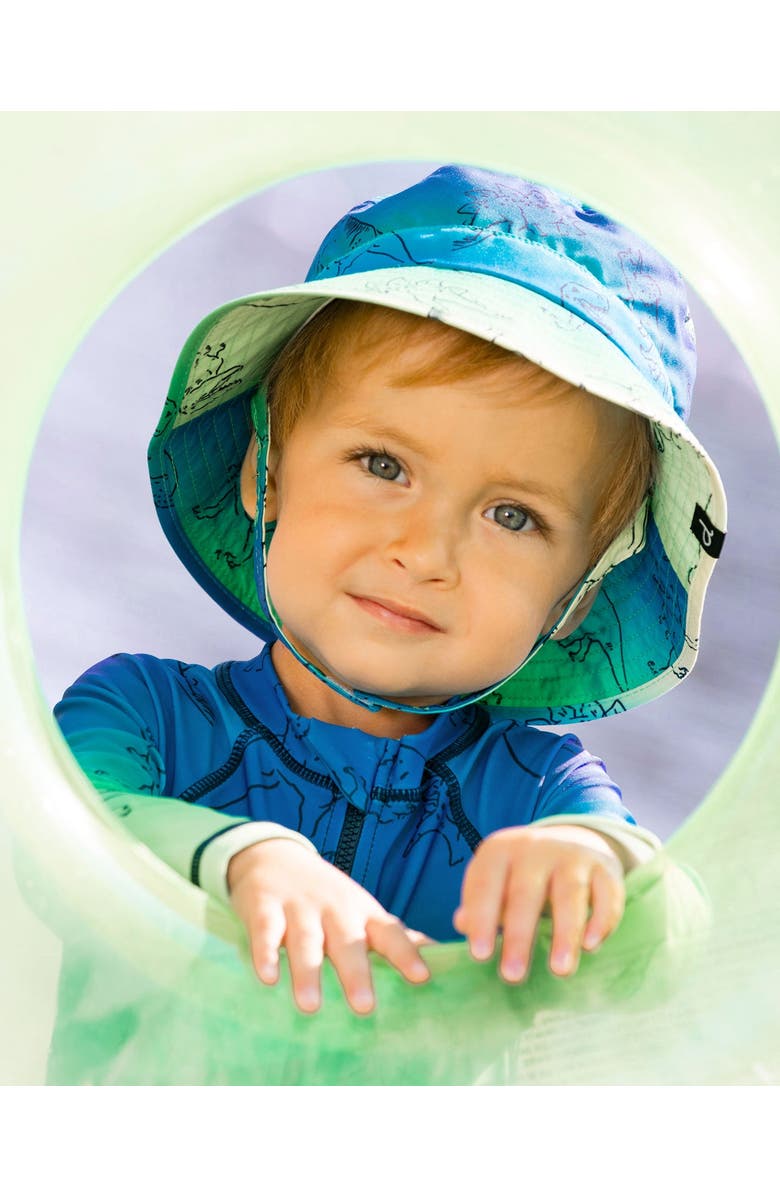 Deux par Deux Little Boy's Printed Beach Hat Vibrant Blue And Green Dino, Alternate, color, Vibrant Blue And Green Dino