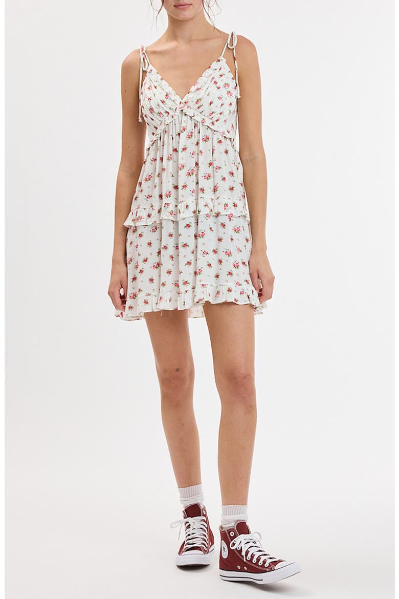 Tie Strap Ruffle Minidress, Main, color, WHITE