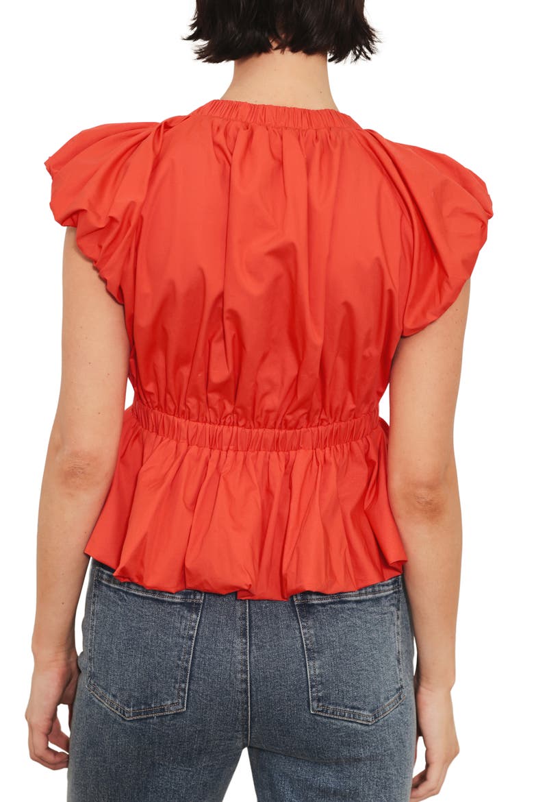 Bubble Sleeve Babydoll Top, Alternate, color, RED