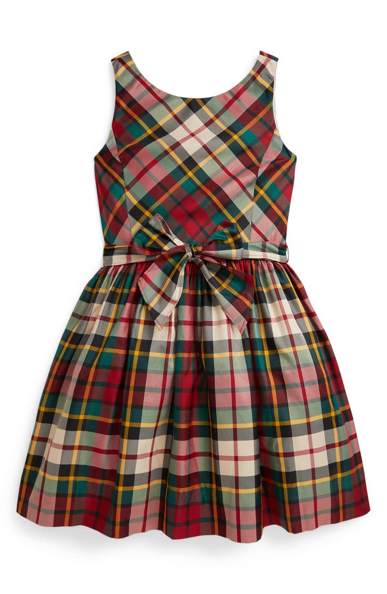 Polo Ralph Lauren Kids' Plaid Taffeta Fit & Flare Party Dress, Main, color,