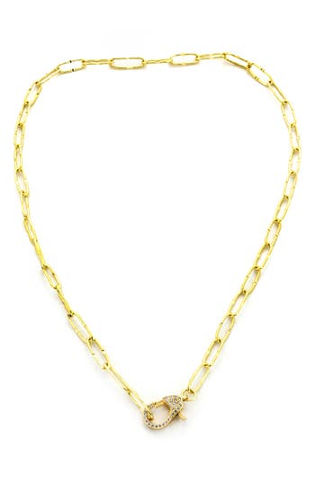 Panacea Pavé Lobster Clasp Chain Necklace In Gold