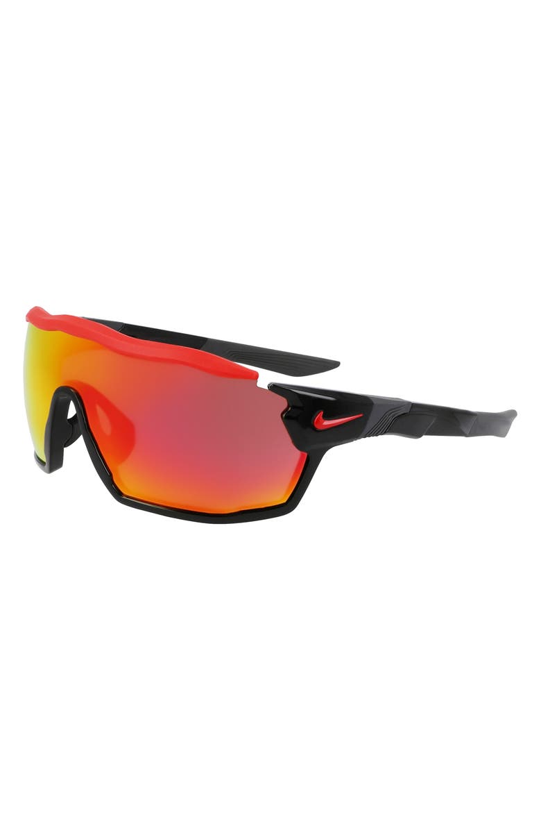 Nike Show X Rush 58mm Shield Sunglasses, Alternate, color, Black/ Red Mirror