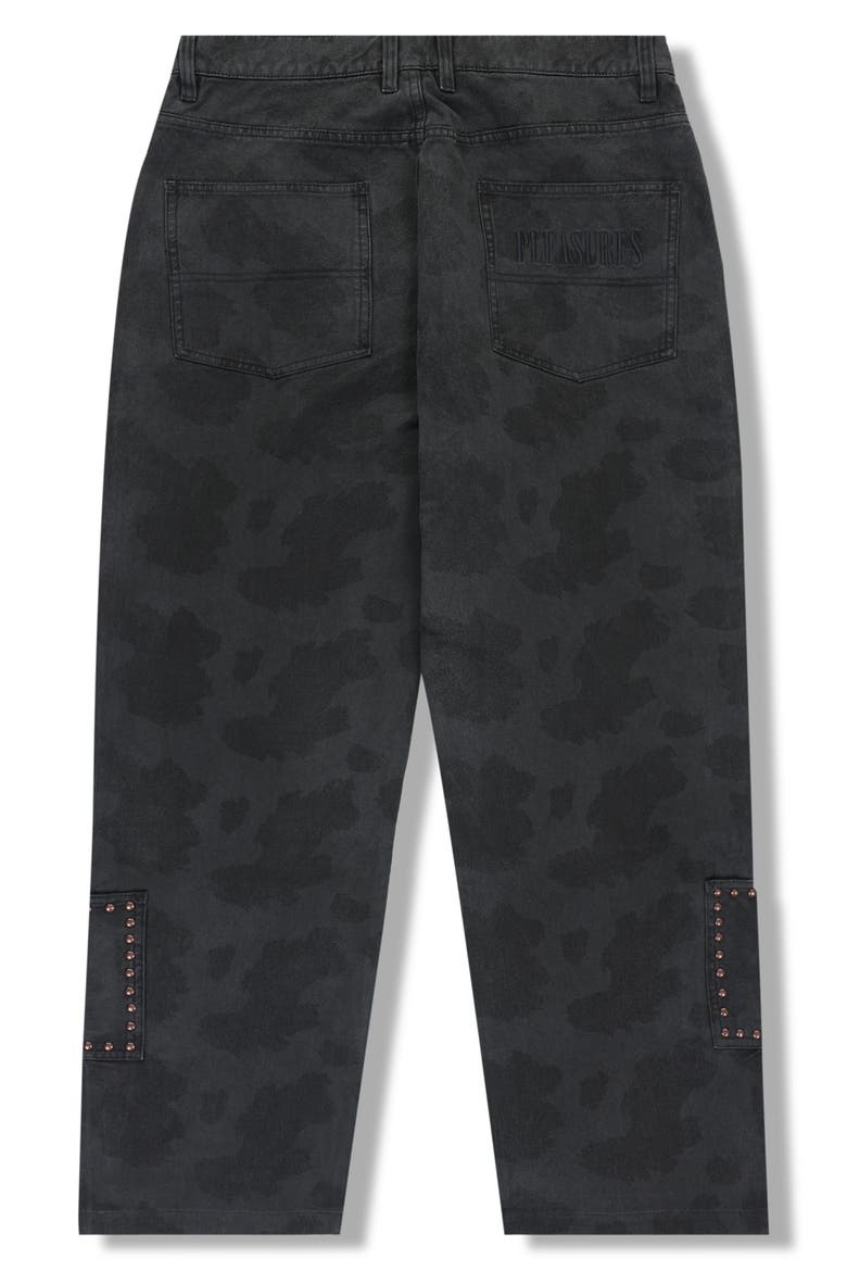 Cowhide Print Stud Double Knee Pants, Alternate, color, BLACK