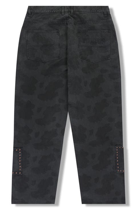 Cowhide Print Stud Double Knee Pants